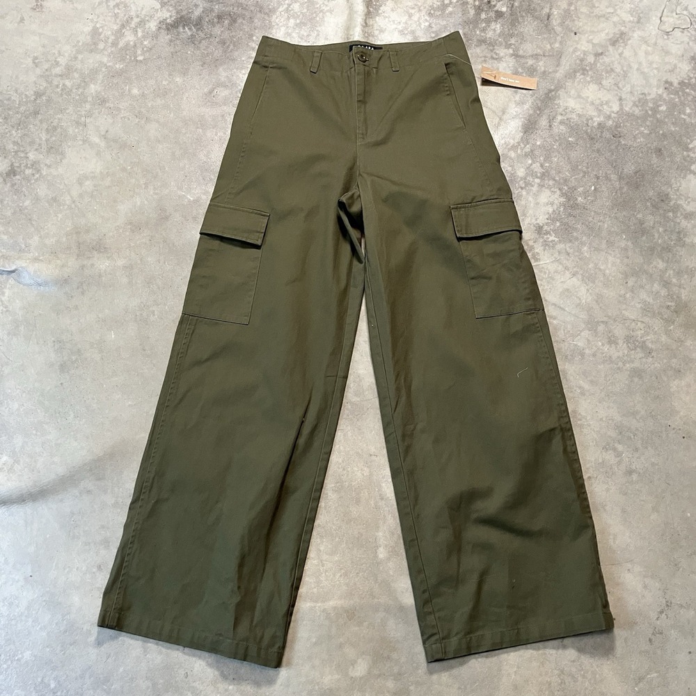 Kourt Pants Womens Size 0 Olive Green Cornelia Wide Leg Cargo welt pockets